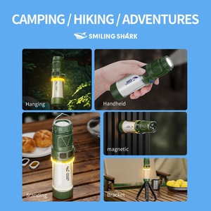 Smiling Shark Camping Light LED 3 Bulbs USB Rechargeable Tripod <b>Stand</b> Outdoor Lantern - Product Image 2