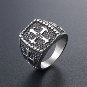 Vintage Cross <b>Ring</b> Stainless Steel Men's Jewelry SA571 Retro Geometric Design Gift Fashion <b>Rings</b> - Product Image 3