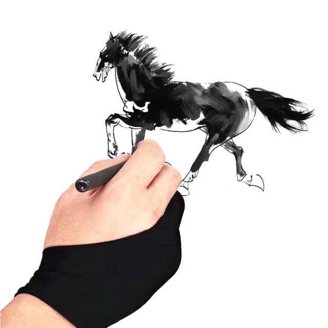 Keep Smiling Art Supplies Professional 2 Finger Palm Rejection Anti-Fouling Artists Gloves for Sketching Drawing Tablet