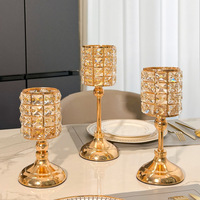 CDOR Bougeoirs en or de luxe en cristal pour décoration de table de mariage, centre de table pour dîner, douche nuptiale et fête