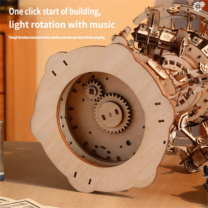 Boîte à musique en bois artisanale Chaotong, modèle 3D à assembler d'une ville fantastique futuriste, cadeau d'anniversaire pour couple, kit d'outils de construction de modèle - Product Image 4