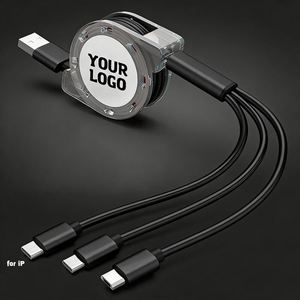 Promo Gift Manufacturer Wholesale 1M Retractable Portable Custom Logo <b>Usb</b> Charging <b>3</b>-In-1 for Android Mobile Phone <b>Cable</b> - Product Image 1