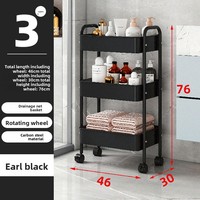 Vente directe usine - Chariot roulant multifonctionnel mince en métal à 4 roues et 3 niveaux pour cuisine, salon, bureau, transport alimentaire