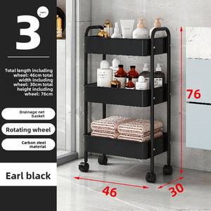 Directe Fabrieksverkoop-Slanke Metalen 4-wielige 3-laags Multifunctionele Ruimte Besparen Keuken Rollende <span class=keywords><strong>Trolley</strong></span> Kar Met Voedselcontainer - Product Image 6