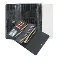 Grosir kosong sublimasi gaya panjang wanita PU kulit pola domba dompet Unisex pola buaya dompet dompet