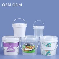 Seau en plastique transparent blanc de qualité alimentaire, durable, petite capacité, avec couvercle et poignée, pour popcorn d'Halloween