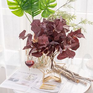 Fleur artificielle CallaFloral en forme de feuille de magnolia rouge à 6 têtes, décoration de mariage et de maison, style INS - Product Image 1