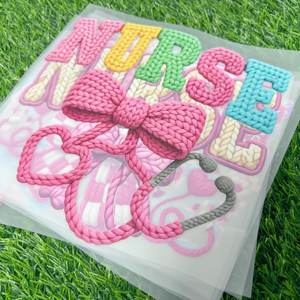 Оптовые DTF-трансферы с дизайном для медсестер, готовые к нанесению, термотрансферные этикетки, наклейки для приклеивания, DTF-трансферы из искусственной пряжи - Product Image 1