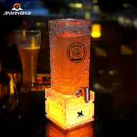 Distributeurs de boissons en acrylique cylindriques carrés grande capacité avec robinet et tour à bière LED pour boîte de nuit
