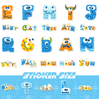 50 lettres de l'alphabet anglais animées d'animaux mignons nouveaux autocollants de puzzle Mignon étiquettes d'emballage pour enfants graffiti d'illumination