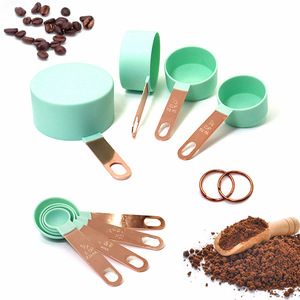 Stainless Steel Handle <b>Measuring</b> <b>Spoon</b> Plastic <b>Measuring</b> Cup Set of 8 Pieces Gold Handle <b>Measuring</b> <b>Spoon</b> with Scale - Product Image 2