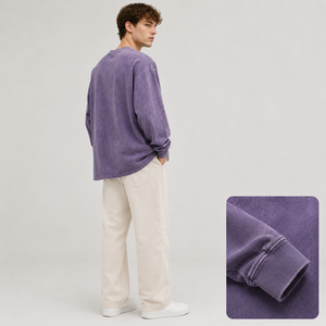 รับผลิตเสื้อยืดแขนยาวผู้ชายไซส์ใหญ่ ผ้าฝ้าย 100% น้ำหนัก 260 กรัม แบบซักแล้ว พร้อมบริการออกแบบพิมพ์ลายตามสั่ง ขายส่งจำนวนมาก รับผลิตแบบ OEM ODM - Product Image 3