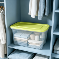 Conteneur de rangement en plastique transparent de grande capacité 30 gallons, empilable, avec couvercle, pour garage, entrepôt, rangement à domicile