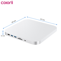 Base de Conexión USB-C de Aluminio para Mac Mini M4, Carcasa para SSD/HDD SATA de 2.5'', HDMI 4K, VGA, USB-A 5Gbps, Lector de Tarjetas SD/TF
