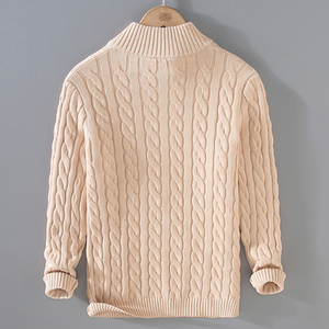 Maglione da <span class=keywords><strong>Uomo</strong></span> 100% Cotone Biologico Certificato GOTS con Collo Alto, Zip, Maniche Lunghe e Polsini <span class=keywords><strong>a</strong></span> <span class=keywords><strong>Costine</strong></span> - Product Image 2