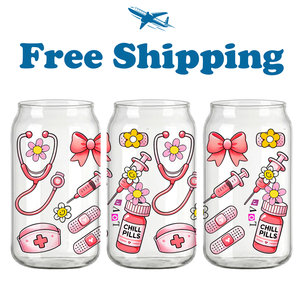 Ready To Ship Medical Theme UV DTF Decal Waterproof Rub On Transfer Nurse Hat Stethoscope Hospital Sticker For Glass Tumbler - Product Image 1