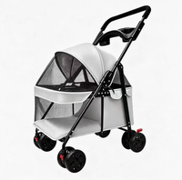 Poussette pour animaux de compagnie en métal, modèle 001, OEM/ODM transfrontalier, légère, pliable, avec roues EVA, pour chiens et chats, chariot de voyage, transporteur pour animaux