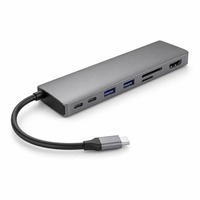 Hub USB-C 7-en-1 en aluminium avec sortie 4K et alimentation 100W, adaptateur répartiteur multi-ports pour ordinateur portable et photographie – En stock