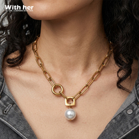 Collier en alliage avec perles d'imitation style européen et américain, chaîne à maillons tendance, pendentif clavicule hip-hop, ambre, vente chaude