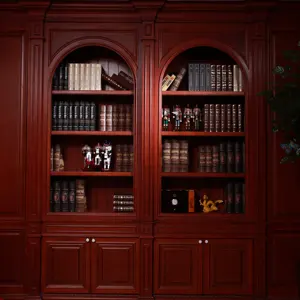 NICO CABINET Italienisches Design Benutzer definierte moderne braune und rote Holz Bücherregal Bücherregal mit Glastür Bücherregal Schrank