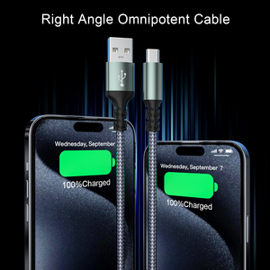New Nylon Bện Góc Phải 2.4A Nhanh Chóng Sạc Bện Ánh Sáng Ninh Cáp 2M Cho Iphone 12 13 14 - Product Image 4
