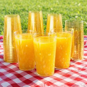 10oz Gold Silver Glitter PS Disposable <b>Plastic</b> Cups for Iced Coffee Beer Party Wedding Birthday Events <b>Drinkware</b> - Product Image 2