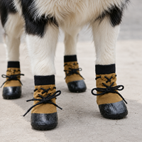 Chaussettes pour chiens et chats Mushafier, chaudes, imperméables, antidérapantes, imprimées, à double couche, avec semelle en caoutchouc à pois, douces, respirantes, pour la marche en intérieur, soin des pattes