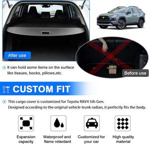 2019-2024 para accesorios <span class=keywords><strong>Toyota</strong></span> <span class=keywords><strong>RAV4</strong></span>, cubierta de protección de maletero de cuero retráctil, cubierta de <span class=keywords><strong>equipaje</strong></span> de carga sin espacio, cubierta de carga - Product Image 3