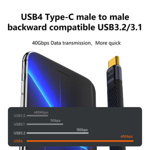 Câble de données USB-C mâle/femelle, charge rapide PD 240W 40Gbps OTG FPC, cordon court Type-C 4.0 pour <span class=keywords><strong>ordinateur</strong></span>, batterie externe, disque dur - Product Image 5