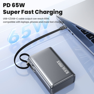 พาวเวอร์แบงค์ <span class=keywords><strong>3</strong></span> in 1 ความจุ 20000mAh ชาร์จเร็ว 65W PD พร้อมหน้าจอ TFT รองรับการชาร์จ 45W สำหรับแล็ปท็อป ไอโฟน ซัมซุง - Product Image 4