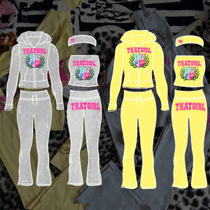 2025 осенний женский спортивный костюм с логотипом на молнии и расклешенными брюками, комплект из 2 предметов, женские леггинсы для фитнеса и йоги - Product Image 1