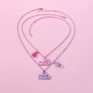 Conjunto de Collares con Letras de Moda en Rosa - Dulces y Lindos Collares de Aleación para Mejores Amigas, Conjunto de Colgantes con Letras a Juego para <span class=keywords><strong>Hermanas</strong></span> y Amigas - Product Image 3
