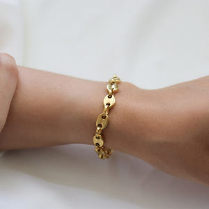 Bijoux étanches vintage <span class=keywords><strong>Bracelet</strong></span> chaîne cubaine en acier inoxydable <span class=keywords><strong>Bracelet</strong></span> en <span class=keywords><strong>maille</strong></span> plaqué <span class=keywords><strong>or</strong></span> 18 carats sans ternissement pour femmes - Product Image 4