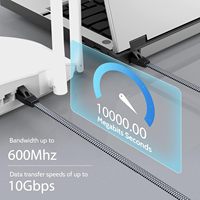 Kabel Ethernet datar RJ45 berpelindung, kabel LAN jaringan kecepatan tinggi kepang nilon untuk Modem/Router/PC