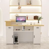 Comptoir de réception moderne et simple en bois pour salon de beauté, magasin de vêtements, boutique de mode, hôtel et immeuble de bureaux