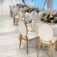 Chaise de banquet empilable en métal Louis à dossier rond pour hôtel, restaurant, mariage, mobilier d'extérieur commercial de luxe en gros