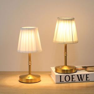 Fabric Metal <b>Table</b> Lamp Charging Touch LED Decorative Ambient USB <b>Bedside</b> Creative Night Light Dimmable Simple Cordless - Product Image 2