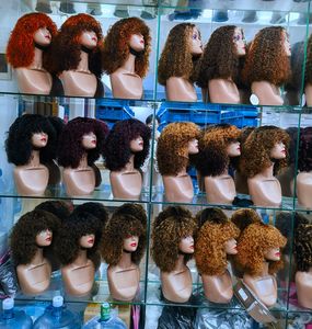 Perruque courte bouclée bob sans colle en <span class=keywords><strong>cheveux</strong></span> brésiliens Remy Water Wave None Lace avec <span class=keywords><strong>frange</strong></span>, densité 200%, fabriquée à la machine, pour femmes - Product Image 5