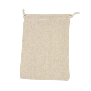 Petite pochette en lin calicot recyclé avec logo personnalisé, couleur naturelle, sac à bijoux promotionnel avec design d'entreprise - Product Image 4