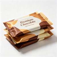 Emballage alimentaire à faible MOQ avec scellage arrière pour sachets de bonbons, biscuits, barres protéinées, énergétiques, aux champignons et au chocolat