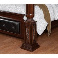 Lit à baldaquin de luxe américain antique avec rangement, en bois massif sculpté à la main, design traditionnel, hauteur réglable