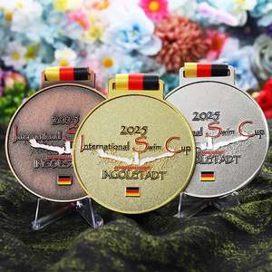 Médailles sportives personnalisées, 3 couleurs, Allemagne, médailles de natation internationales, médailles en alliage de zinc, médailles de récompense avec ruban pour le cou - Product Image 3