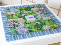 Meja Mahjong 4 Pemain Terbaru Model Modern Mewah Desain Artistik Bunga Hydrangea Anti Selip Lipat Bahan Kain Mikrofiber untuk Hiburan