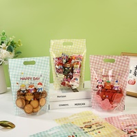 Sacs d'emballage pour biscuits à motif de dessin animé, sachets auto-scellants à fond plat, finition mate, qualité alimentaire, pour pâtisserie, impression offset, vente en gros