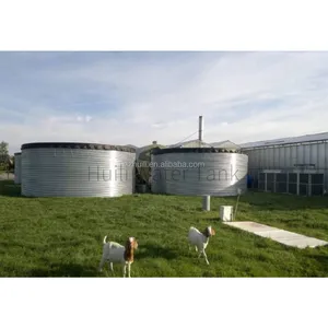 Tanque de almacenamiento de agua de acero corrugado para piscicultura con techo Tanque de agua redondo galvanizado