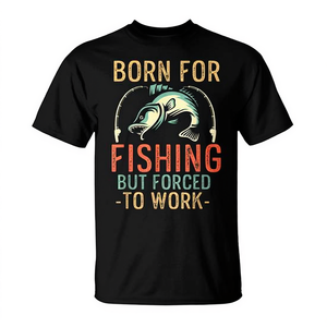 Nacido para Pescar, Forzado a Trabajar, Camiseta Divertida de Pescador para Promociones - Product Image 2