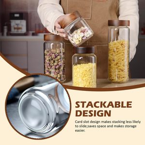 Bocaux en verre hermétiques de qualité alimentaire pour la cuisine, en verre borosilicate, avec couvercle en bois, 180 ml, 300 ml, 1000 ml - Product Image 3