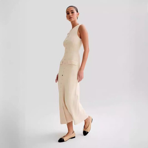 Da donna autunno autunno inverno elegante senza maniche in maglia Chic Slim donna lunga festa 2024 gilet Midi abiti attillati per donna - Product Image 2