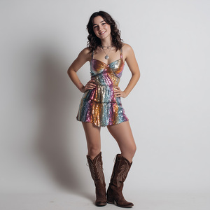 glitter cowgirl dress Western cowgirl gold costume main image 0