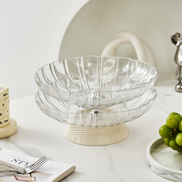 Bol à fruits de luxe en plastique, base détachable, transparent, drainable, sans BPA, écologique, plat de service pour la décoration intérieure, cadeau de mariage